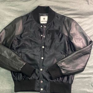 Tackma Black Varsity Jacket , Size Medium, Like New